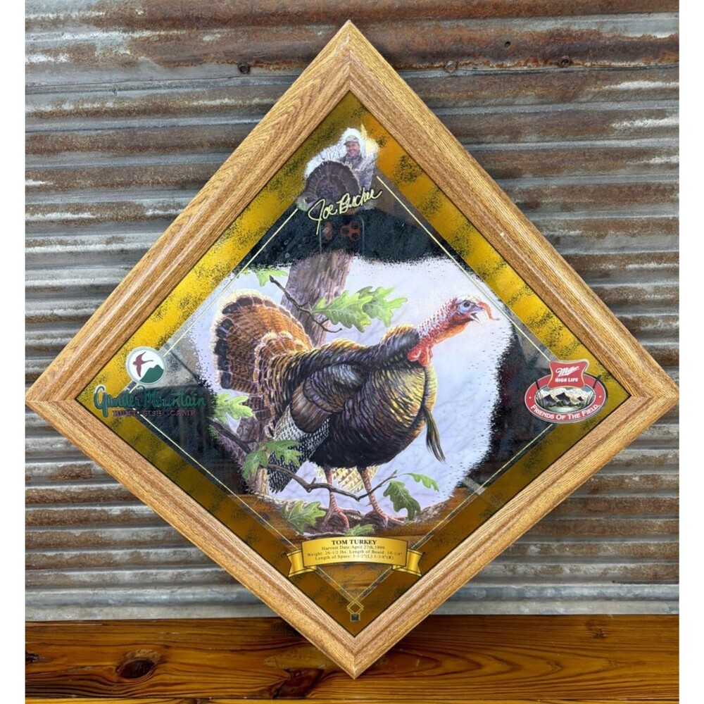 RARE MILLER HIGH LIFE MIRROR SIGN TOM TURKEY BY JOE BUCHER (346) LOW NUMBER 1999